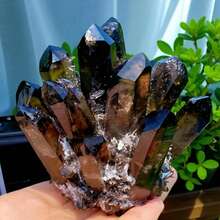 Smoky Quartz Phantom Crystal Cluster - Healing Home Decor,Balancing The Energy Of Chakras, Scene Decoration, Desktop Decoration, Crystal Ornaments, Home Decoration, Witchcraft Items, Christmas Stocking Fillers, New Year Decoration Gifts - Black - View 7