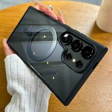 适用于 Galaxy S25 Ultra Plus 的奢华透明磁吸无线充电保护壳，软边框，透明硬质亚克力后盖 - 黑色 - 查看 7