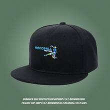 Modern men's colorful corona caps with a handball pattern and design large head around low cap duck cap duckville cap visual graphic print retro low cap Baseball cap baseball cap snapback small head around snapback cap fashionable sports ball cap unisex flat bill cap breathable snapback cap haphop baseball cap - ブラック - チェックする 4