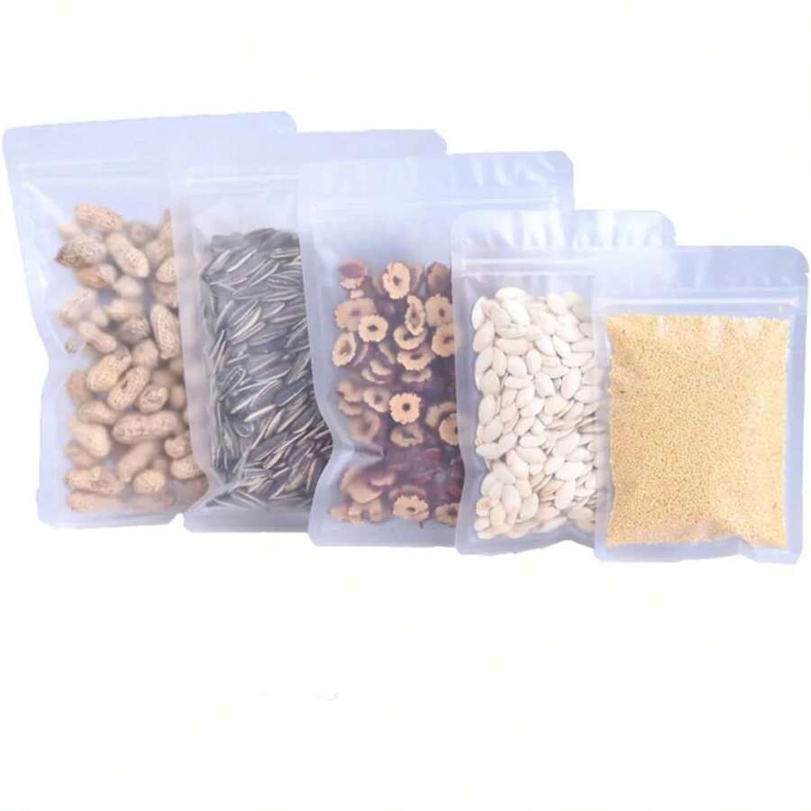 Bolsas Reutilizables Esmeriladas de Cierreético de Cremallera Resellable. para Envasado, Empaquetado y Exhibición de Alimentos. Almacena Frutos Secos, Café. (16 x 24) - 16 cm x 24 cm - Ver 1
