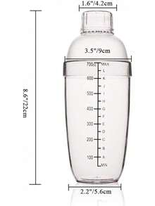 1pc Plastic Cocktail Shaker With Measurement Scale And Strainer Lid, Clear Plastic Cocktail Mixer Bottle, Wine Mixer Bottle, Cocktail Tea Measuring Cup, Suitable For Bar, Party, And Home Use