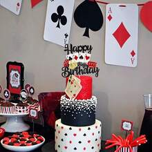 24 PCS Casino Poker Cupcake Toppers For Birthday Party Decorations - Design 1 - View 3