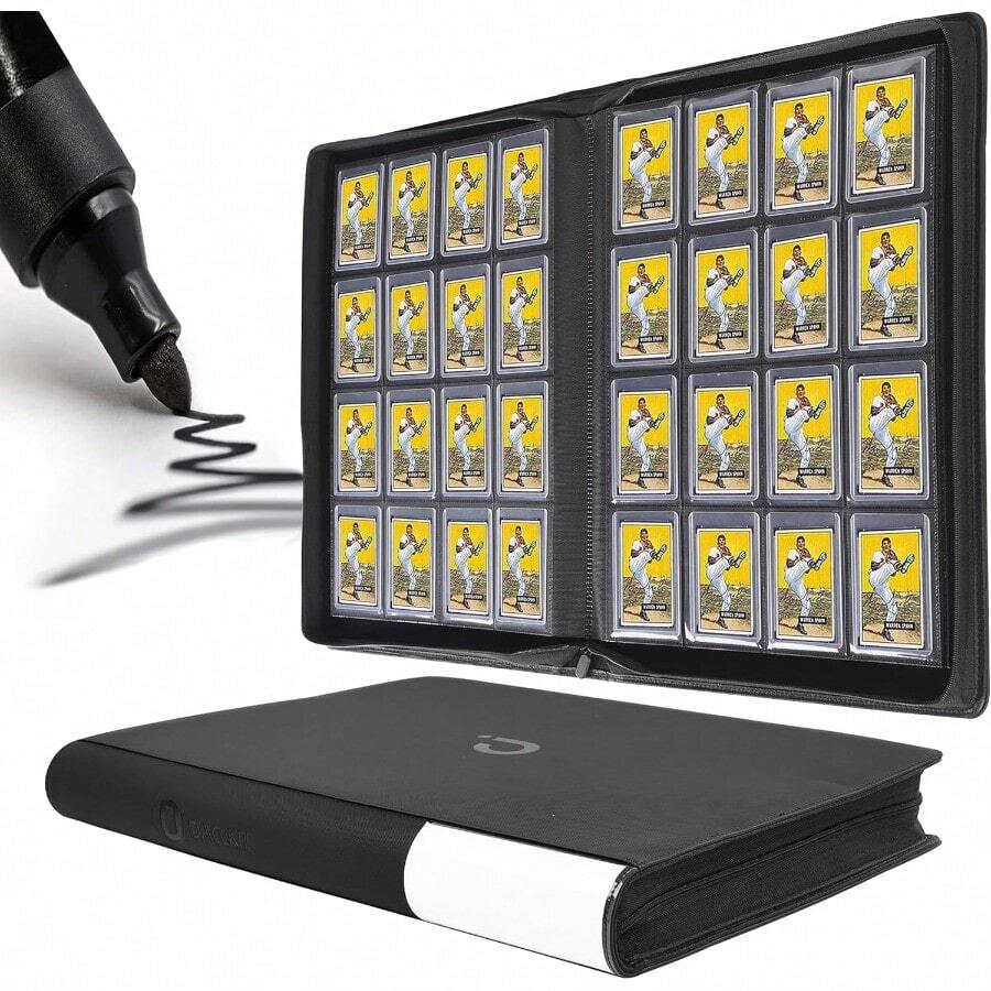 D DACCKIT  Binder Holds 640 S - 16-Pocket Top Loader Binder For 3 X 4 Rigid Card Holders Designed For Organizing Trading Cards And Sports Cards With Durable Classic Black Construction For Long-Term Storage And Easy Access In Collectible Card Management - 經典黑色 - 查看 1