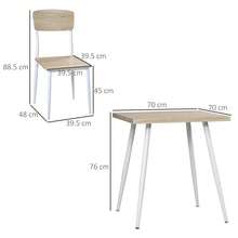 HOMCOM 3-Piece Dining Set, Seating Set, MDF + Metal Dining Table, Natural Wood Grain + White With 1 Table + 2 Chairs - 1 - View 3