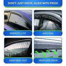 Tape On Window Visors Fits For 2011-2021 J-Eep Grand Cherokee & 2022 Grand Cherokee WK, Side Auto Window Wind Deflectors, Ventshade, Rain Guards For Cars/Trucks - Black - View 8