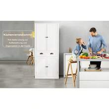 182cm Storage Cabinet, 4 Doors And 1 Drawer, 2 Doors With Shelves, 6 Storage Compartments And 4 Adjustable Shelves, Suitable For Kitchen, Dining Room And Living Room, Black - White + MDF - 查看 8