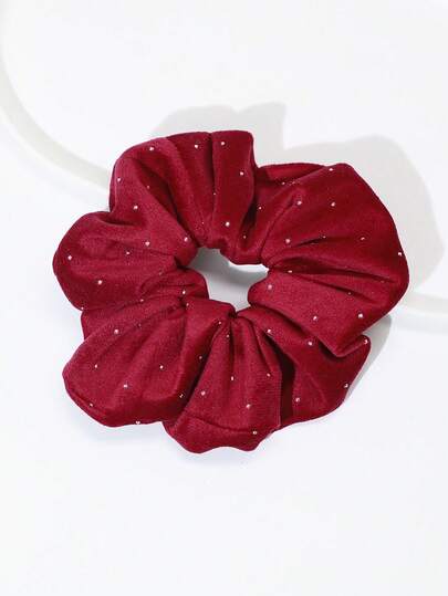 1pc Burgundy Velvet Rhinestone Hair Scrunchie, Elegant Vintage Big Coil Hair Accessory For Women, Suitable For Any Occasion ,Hair Ties ,Scrunchy Hair Ties Ponytail