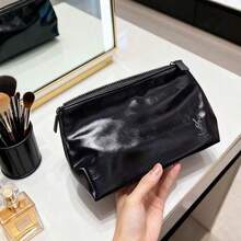 Yves Saint Laurent Women's Black Rectangular Cosmetic Bag, Handheld Travel Makeup Organizer Pouch, Portable Daily Storage Clutch. YSL-GIFT-40 - Black - View 2