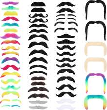 60 PCS Mustaches Self Adhesive Novelty Moustache Beard Funny Mustaches Stickers Costumes Halloween Party Role Playing Multicolored - 1 - View 1