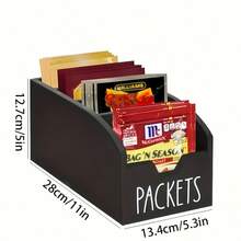 1个带隔层的木制调料架，厨房台面/桌面收纳盒，多功能收纳架，家居整理收纳篮，乡村风装饰，质朴收纳，耐用木篮，厨房收纳篮，分隔盒，居家烹饪必备，简约家居装饰