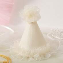 1 Peça Chapéu Floral Bege para Crianças, Acessório de Fantasia para Festa de Aniversário - Bege - Visão 1