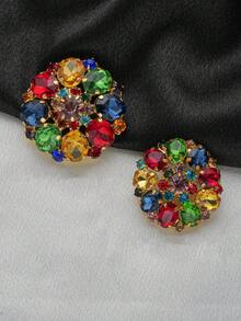 2件/套 花形多色水晶玻璃铜爪金属纽扣，优雅装饰外套、皮草、西装、连衣裙、DIY花束、礼品盒、包袋、缝纫配件 - 彩色 - 查看 17