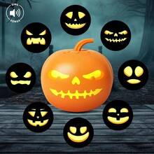 inch Decoraciones de Halloween Luces de Halloween de Interior Calabazas de PVC Animadas Proyector de Halloween con Msica y Expresin, Decoracin de Exterior para Patio, Jardn - naranja - Ver 2
