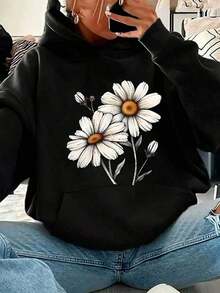 Summer Bestsellers[Cozy Long Sleeve Hoodie] Print Womens Hoodie - Relaxed Casual Style With Pouch Pocket - Cozy Long Sleeve Sweatshirt For Everyday Chic,Halloween Costume Women,Homecoming ,Fall Clothes Women,Concert Outfit Women,Fall Tops Women, Women,Vacation Outfits Women,Y2k Clothes,Ffice Outfits For Women,Birthday Outfits For Women,Thanksgiving Outfit Women,Winter Clothes,Fall Hoodies,Street Wear,Thanksgiving Day,Nightmare Before Christmassupple - 黑色 - 查看 1