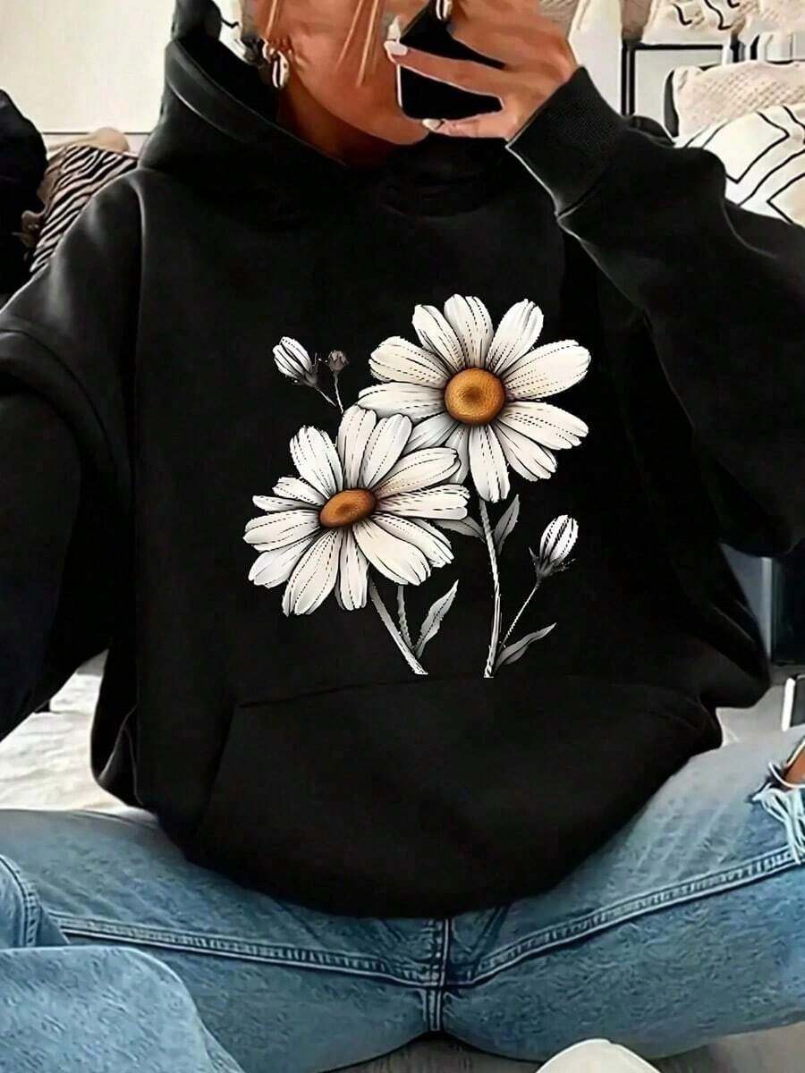Summer Bestsellers[Cozy Long Sleeve Hoodie] Print Womens Hoodie - Relaxed Casual Style With Pouch Pocket - Cozy Long Sleeve Sweatshirt For Everyday Chic,Halloween Costume Women,Homecoming ,Fall Clothes Women,Concert Outfit Women,Fall Tops Women, Women,Vacation Outfits Women,Y2k Clothes,Ffice Outfits For Women,Birthday Outfits For Women,Thanksgiving Outfit Women,Winter Clothes,Fall Hoodies,Street Wear,Thanksgiving Day,Nightmare Before Christmassupple - 黑色 - 查看 1
