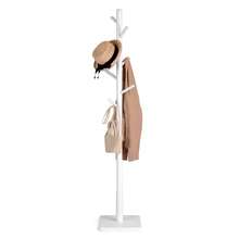 VASAGLE Perchero, Perchero de Madera Maciza, Perchero de Pie con 8 Ganchos para Abrigo, Sombrero, Bolso, Cartera, para Entrada, Pasillo, Ganchos y Mástil de Madera de Caucho, Blanco Nube - Blanco - Ver 9