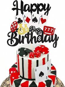 24 PCS Casino Poker Cupcake Toppers For Birthday Party Decorations - Design 1 - View 1