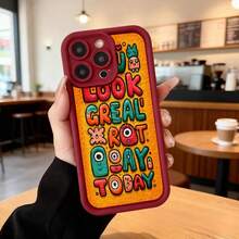 Cubierta de teléfono con borde negro y diseño colorido Look Great Rot Day Today para iPhone 13 Pro en café con estampado divertido y letras vibrantes ideal para uso diario y estilo urbano Aplicable a los teléfonos de la serie Apple y Galaxy - Café integral - Ver 5