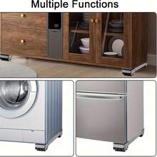 2 Metal Slider Pieces for High-Resistance Household Appliances, Adjustable Wheels to Move Furniture for Refrigerator, Washer, Dryer, Dishwasher - White - Blanco - Ver 5