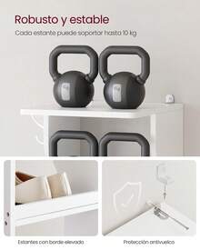 VASAGLE - Zapatero Vertical de 7 Niveles, Organizador Estrecho de Almacenamiento de Zapatos con Ganchos, Estante de Torre de Esquina Delgado, Ahorro de Espacio para Entrada y recámara, Color Blanco - Blanco - Ver 7