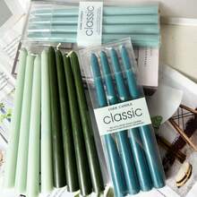 Conjunto de 4 velas verdes comuns de 25 cm (10 polegadas), cada uma com duração de 8 horas, diversas opções de cores, ideais para decoração de casa, quarto, feriados, festas, casamentos, escritórios, presentes de volta às aulas, presentes para melhores amigas, presentes para mulheres e presentes de inverno. - Multicolorido - Ver 1