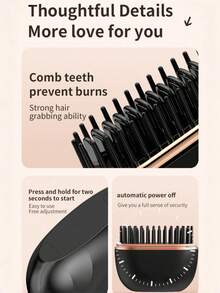 Mini Hair Straightener, Cordless Mini Hair Straightener & Hot Comb 2-In-1, Rechargeable 2000mAh Fast Heating Styling Tool, 3 Temperature Settings Anti-Scald Straightener Brush, Ultra Portable & Pocket-Sized For Travel & Quick Styling, Perfect Gift For Teens, Students, Travelers, Valentine's Day & Christmas - Multicolor - View 6