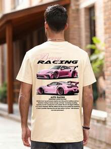 Camiseta de manga corta con estampado de elementos de la cultura de carreras, versátil y de moda para hombres Zrgoth - Albaricoque - Ver 3