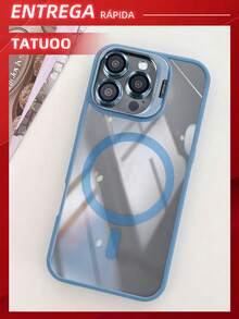 Magnetic Phone Case With Lens Holder, Clear Hard Case With Color Matching Lens Film, Compatible With Apple 16/16Pro/16Plus/16ProMax - 藍色 - 查看 7