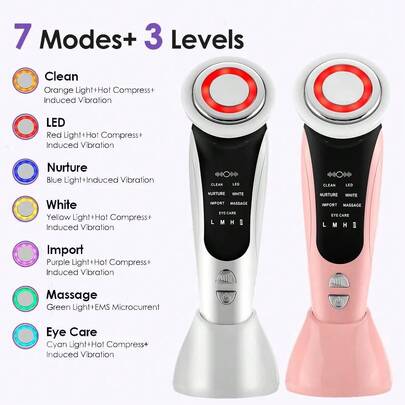 Electric 7 In 1 Multifunctional Beauty Device Facial Lifting Massage Machine Skin Care SPA Microcurrent Skin Rejuvenation Deep Clean 400mAh