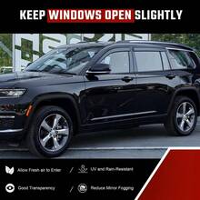 Tape On Window Visors Fits For 2011-2021 J-Eep Grand Cherokee & 2022 Grand Cherokee WK, Side Auto Window Wind Deflectors, Ventshade, Rain Guards For Cars/Trucks - Black - View 3