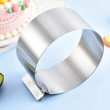 1/2 件装可调节蛋糕圈不锈钢慕斯蛋糕模具带刻度，适用于厨房 DIY 糕点，方形和圆形可扩展蛋糕模具可调节慕斯圈方形慕斯蛋糕模具 DIY 烘焙模具 - 銀色 - 查看 9
