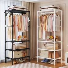 [Portable Closet] Portable Wardrobe - Freestanding Closet - Multi-Functional Design - Hooks - Casters - Reinforced Metal Frame - Easy Assembly - Suitable For Bedrooms - Living Rooms - Apartments - Offices - Portable Closets - 黑色 - 查看 2