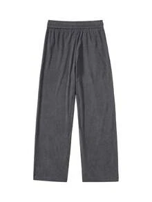 Pantalones rectos de pana estilo casual americano, pantalones holgados y versátiles para hombre, otoño e invierno - Gris Oscuro - Ver 2