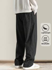 男士休闲灯芯绒裤，纯色，抽绳腰带和口袋，透气舒适，适合日常活动，春秋新品