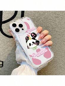 Étui de téléphone motif panda créatif et mignon compatible avec iPhone 17 16promax 15plus 14pro 16 13promax 12pro 11 X Xs Xsmax. Protection complète anti-chute, étui de protection souple pour femmes - Transparent - Voir 2