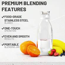 Portable Blender For Shakes And Smoothies With 11.83 Oz Travel Cup And Lid,Durable Stainless Steel Blades For Juice Blending Performance(White) - trắng - Xem 5