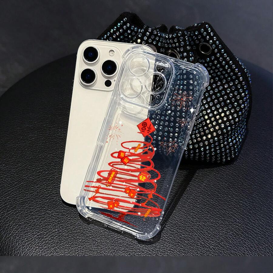 Funda de Teléfono de Estilo Navideño a Prueba de Golpes de Cuatro Esquinas, Compatible con iPhone 17 Air 17/16/15/14/13/12/11 Pro/Pro Max/Plus, Compatible con Samsung Galaxy A14/A15/A16/A25/A26/A34/A35/A36/A53/A54/A55/A56, Compatible con Fundas de Teléfono G10/G30/G52/G82/G71S/G54/G64/G54 Power/G84, Funda Suave de TPU, Simple y Personalizada, a Prueba de Golpes - transparente - Ver 1