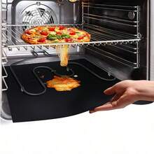 Oven Mats, Barbecue Mats, High-Temperature Resistant Fireproof Outdoor Mats, Baking Trays, Flame-Retardant And Heat-Resistant Patio And Lawn Mats, Electric Oven Covers, Heat-Resistant Air Fryer Mats, Reusable Gas Toaster And Microwave Drip Mats. Thickened, Non-Stick, Sturdy, And Durable Oven Floor Protectors Are Easy To Cut To Fit Different Sizes And Are Suitable For Both Electric And Gas Ovens, Preventing Stains On Baking Kitchenware. Heat-Resistant, Non-Stick, Reusable Barbecue Mats, 40*50 Cm, Are Perfect For Parties And Christmas. Christmas Party Gadgets. - 黑色 - 查看 1