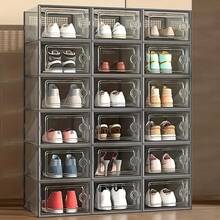 6/12/24Pcs Thick Transparent Foldable Shoe Boxes With Lids - Stackable, Space Saving Entry, Bedroom, Home, Dormitory Storage Organizer For Convenient Storage And Display - 灰色 - 查看 15