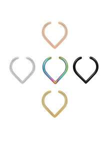 Conjunto de 5 ou 3 piercings de nariz falsos em formato de coração, ideais para o nariz e septo, e também para orelha. Não precisam de furo na orelha, perfeitos para uso diário e festas. - Multicolorido 2 - Ver 12
