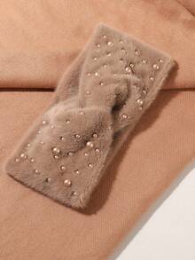 1pc New Plush Faux Pearl Twist Headband, Warm & Anti-Slip, Decorative Hairstyle Accessory, Versatile For Women In Autumn/Winter Winter Hair Bands Warn Sweatband Women Hair Accessories - Multicolor - View 7