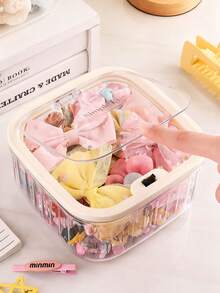 儿童发饰收纳盒（1个），女孩发饰收纳盒，儿童发圈发夹收纳盒，桌面装饰儿童发饰收纳盒，女孩发圈发夹整理盒 - 彩色 - 查看 6