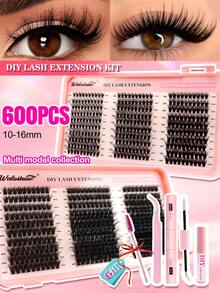 6 Boxes D Curl DIY Cluster Lash Extension Kit Cluster Lashes Mixed Different Length And Styles Natural Volume Fluffy, Clear Band Bottom Individual Lashes Cluster Segmented Spikes,With Eyelash Curler ,One-Stop Shopping Lash Kit Lash Gift Pack,For Yourself Or Friend Family Best Girl Gift - màu đen - Xem 13