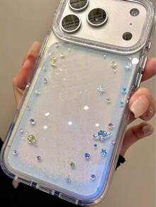 星形极简主义独立彩色星球边缘保护手机壳，兼容 17 Pro Max、16 Plus、15 Plus，独特极简设计，防摔保护套 - 無色 - 查看 2