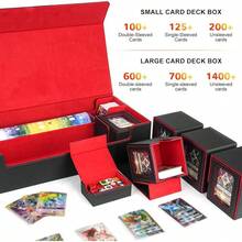 Magnetic Card Deck Box For TCG Storage, Holds 100 Double-Sleeved Cards - Black & Red - View 9