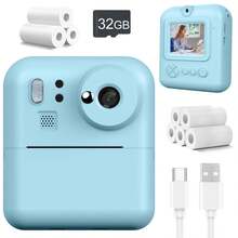 儿童即时打印相机，4800万像素1080P高清，1300mAh电池，2种打印模式，8倍变焦 | 适合3-12岁男孩女孩的完美礼物，趣味摄影，创意游戏，儿童友好设计，趣味小工具，高质量打印，轻巧相机，高清相机，即时照片打印机，适合小小摄影师，学校项目，圣诞节和新年礼物。 - 彩色 - 查看 20