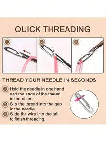 12pcs Hand Sewing Needles Set With Needle Threader, Stainless Steel Embroidery Knitting Needles In Clear Storage Box For Clothing Diy Craft - Single Size - View 7