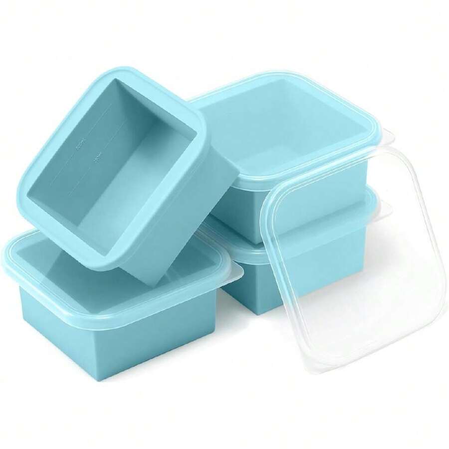 2-Cup Silicone Freezer Trays With Lids – Perfect For Meal Prep, Portion Control, And Easy Freezing-Meal Prep Container Molds For Soup,Leftovers (Aqua, 4 Pack),28263243 - 乾枯玫瑰色 - 查看 1