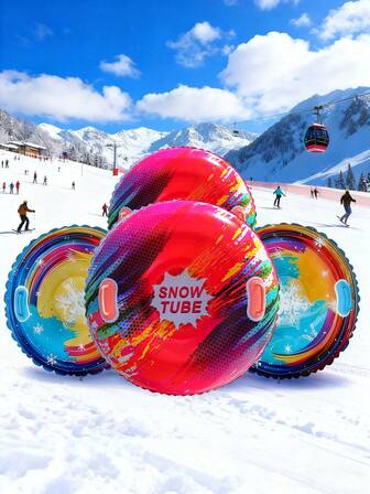 Uno snowboard robusto e durevole con cuscinetto d'aria in PVC, dotato di corrimano e tubi di gonfiaggio - una slitta pieghevole, adatta per sci, snowboard e sport sulla neve - attrezzatura per sport invernali tutto terreno, adatta come regalo di Natale per adulti, con un design alla moda