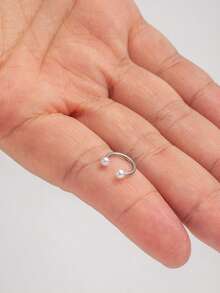 1pc Fashion Faux Pearl Decor Nose Cuff For Women For Party - Silver - View 3